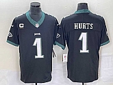 Men's Philadelphia Eagles #1 Jalen Hurts Black C Patch 2023 FUSE Vapor Untouchable Stitched Jersey,baseball caps,new era cap wholesale,wholesale hats